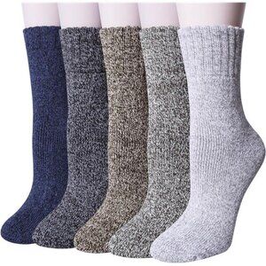 5 Pairs Womens Wool Socks Thick Knit Warm Winter Socks Cozy Comfy Socks